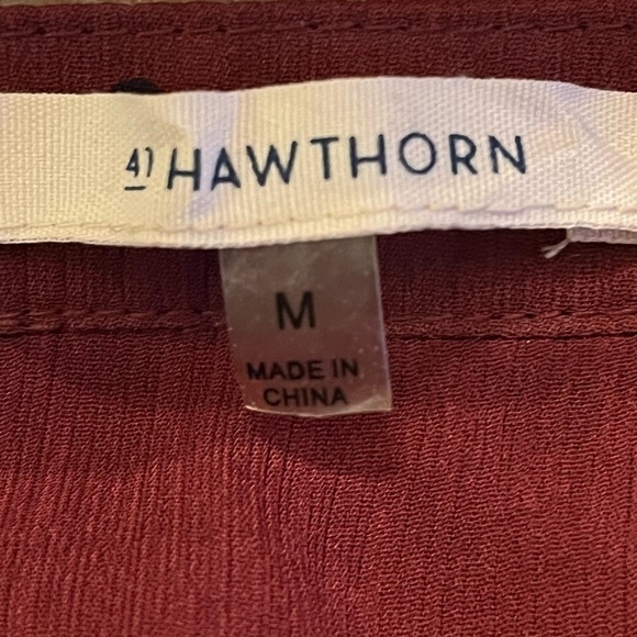 41 Hawthorn Burgundy & Blue Polka Dot Button Up Blouse Size Medium - Picture 6 of 8